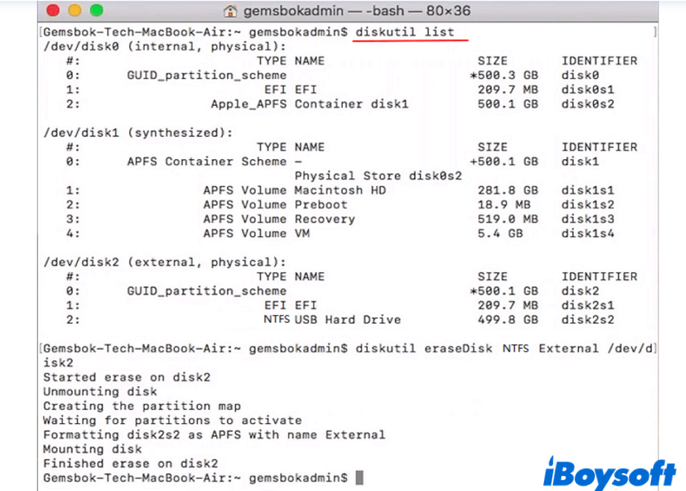  Laufwerk im Terminal auf NTFS formatieren