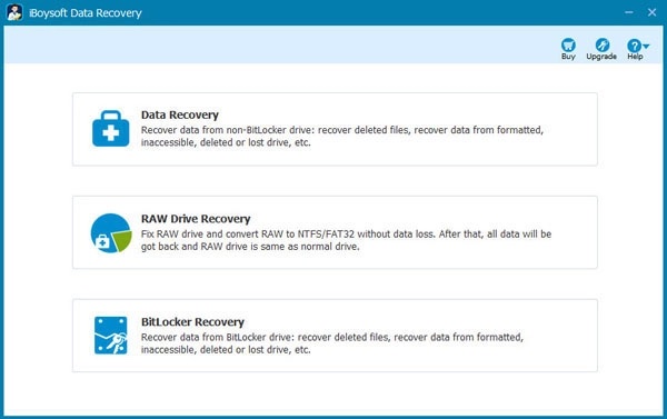 Wählen Sie RAW Data Recovery auf der Hauptschnittstelle von iBoysoft Data Recovery