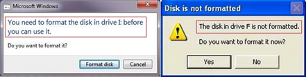 Erro de pen drive USB não formatado