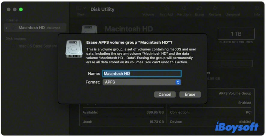 Löschen von Macintosh HD