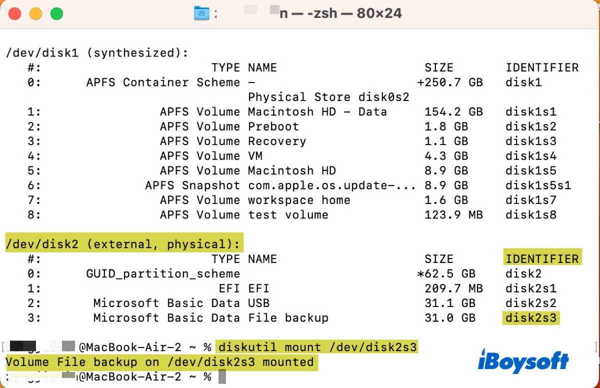 Montar unidad exFAT en Mac a través de Terminal