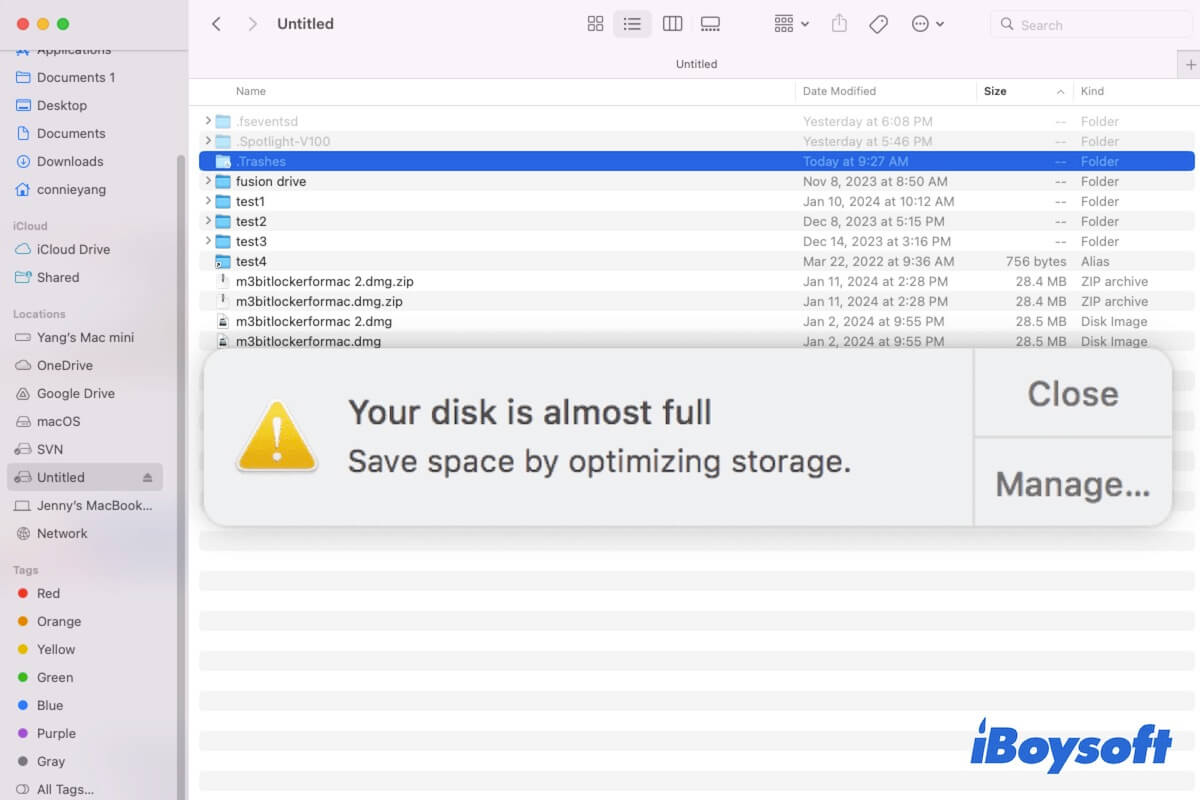 disco duro externo lleno pero no aparecen archivos Mac