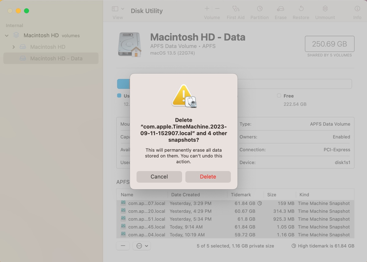 How to delete Time Machine local snapshots to get more space on Mac
