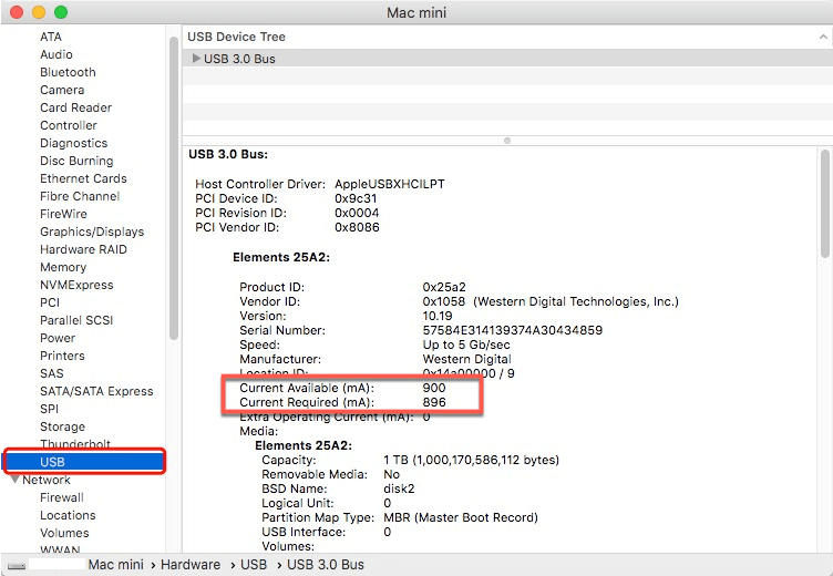 Check not showing up external drive in System Information
