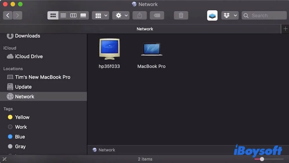 M1 Mac show on another Mac in the Network folder in Finder
