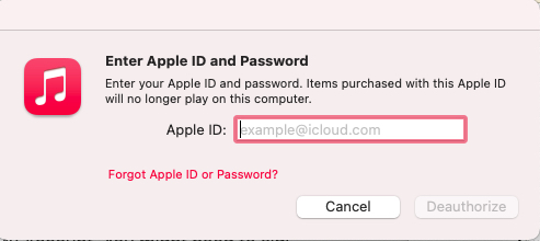 Deauthorize accounts on Mac
