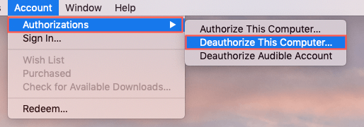 deauthorize iTunes