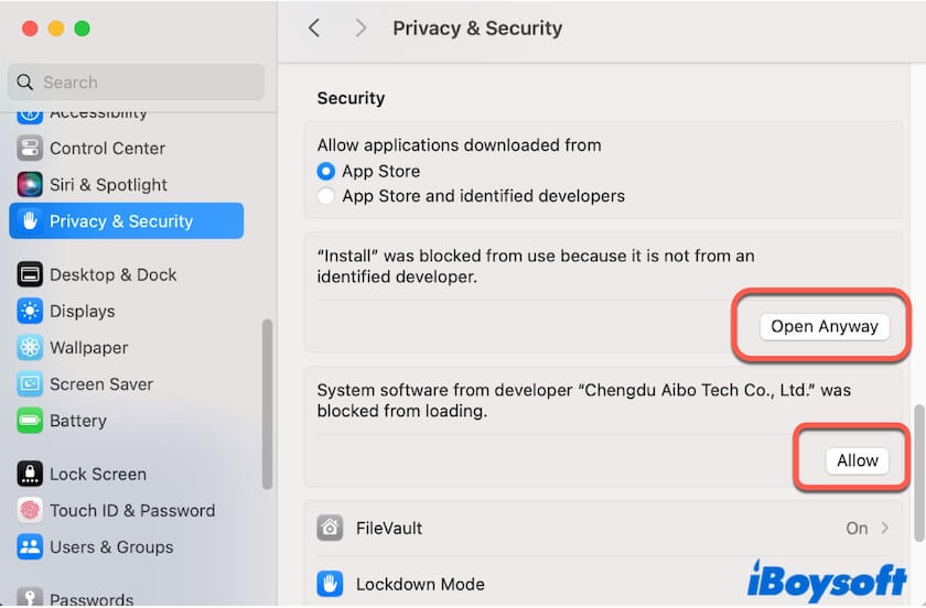 change security settings on Mac