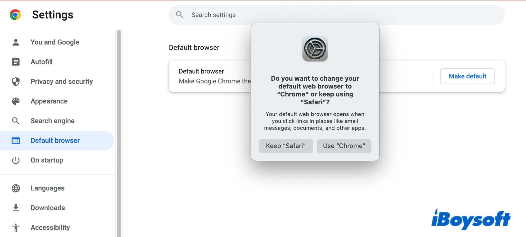 confirm to change default browser