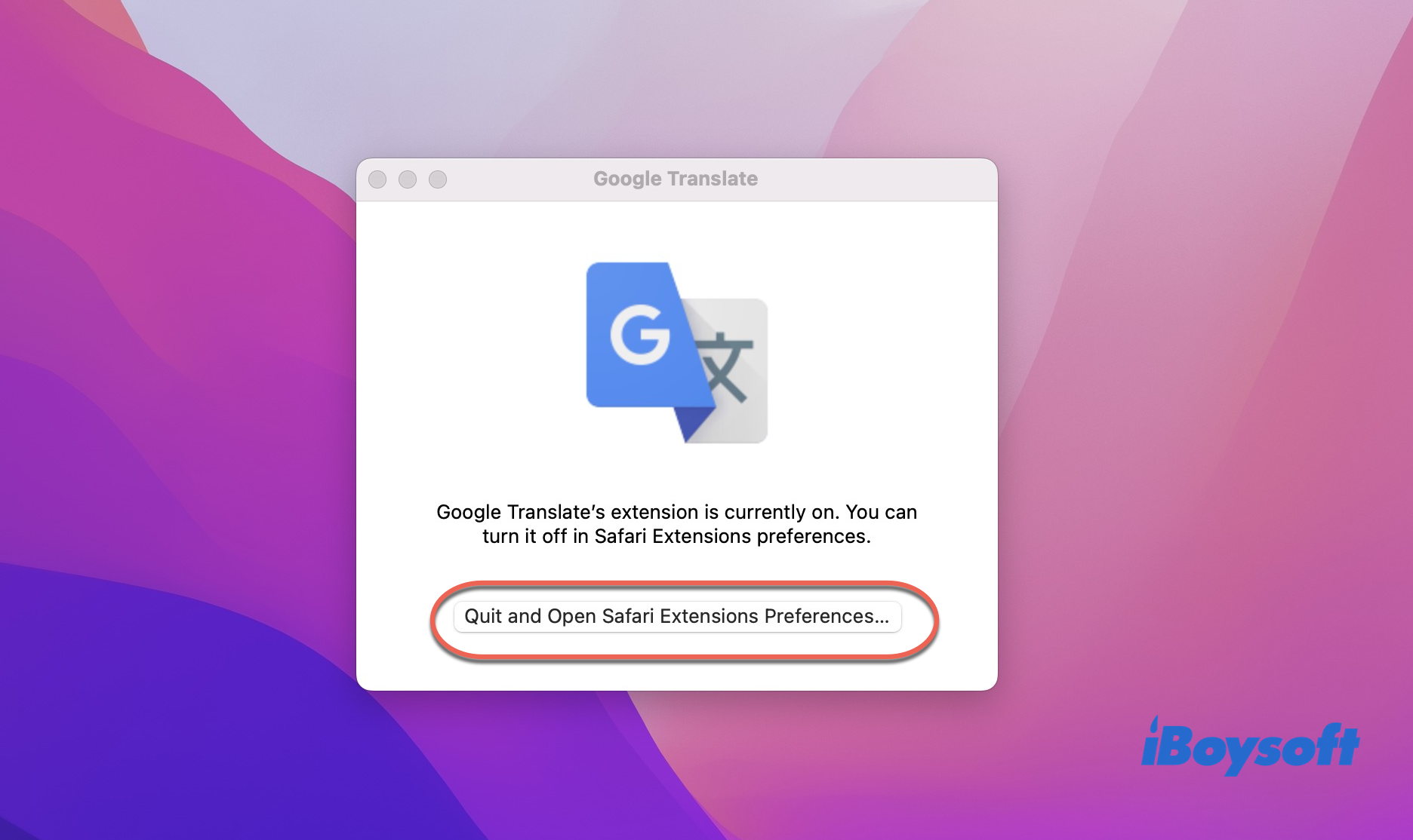 Quit and Open Safari Extensions Preferences