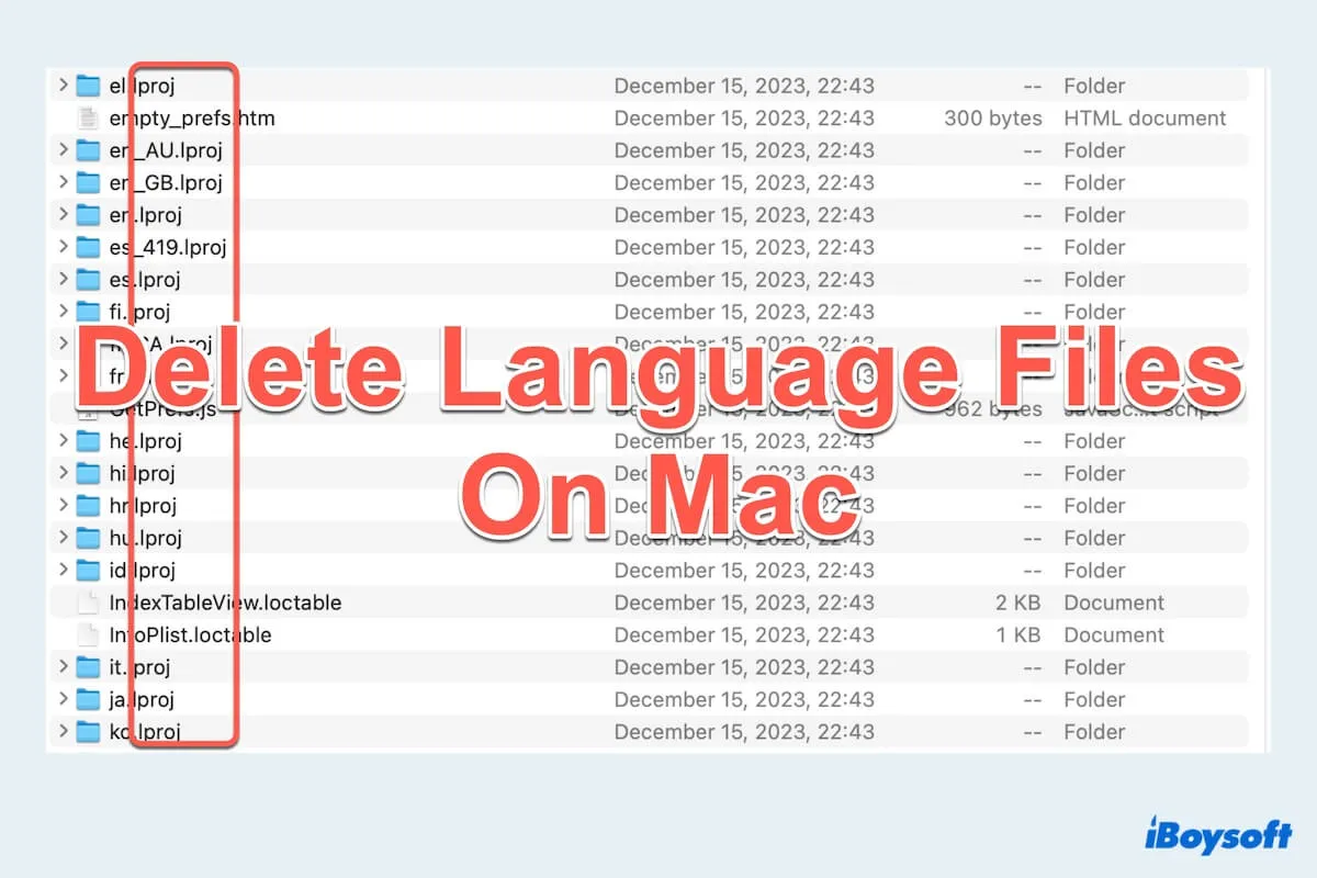 Macで言語ファイルを削除する方法の概要