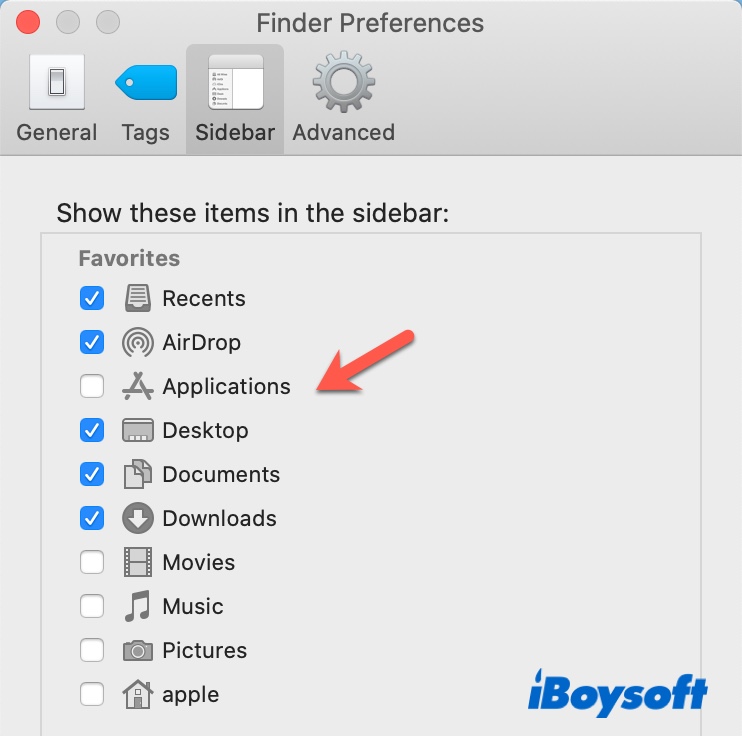 Impossible de trouver le dossier Applications sur Mac