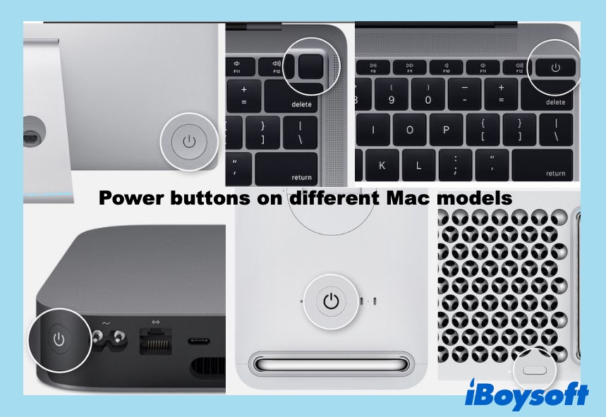 power buttons on different Mac models