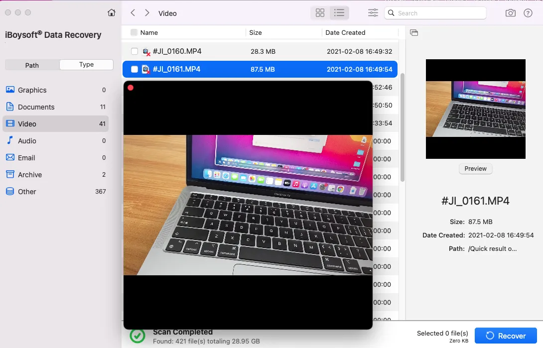 Preview files on the Fusion Drive