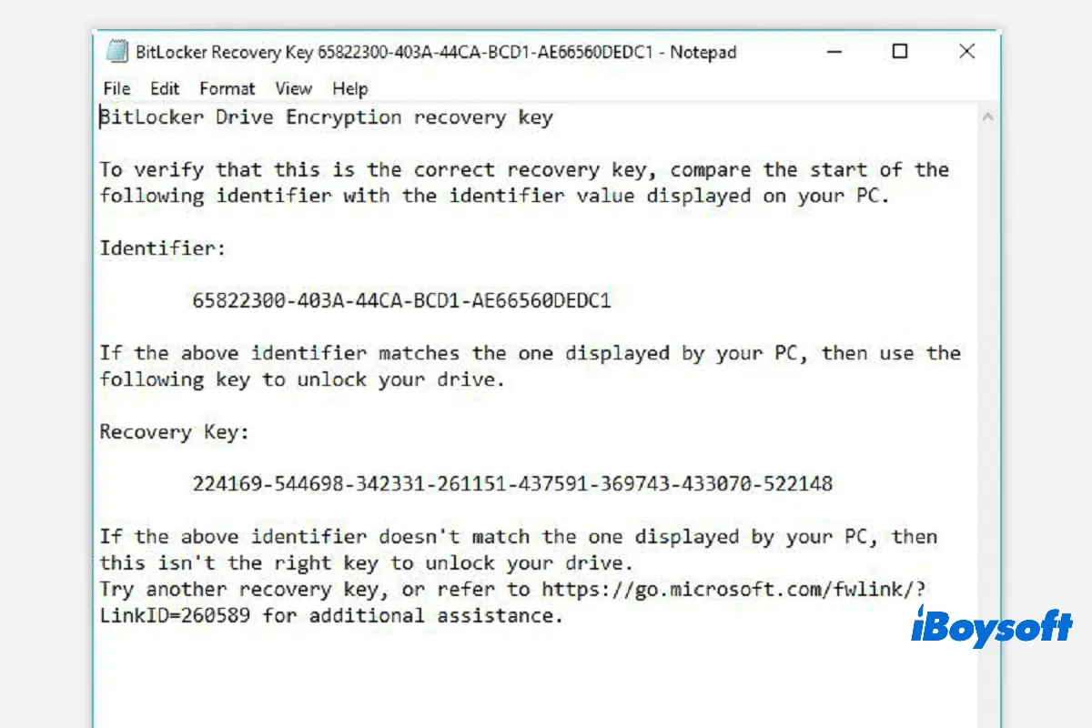 BitLocker recovery key