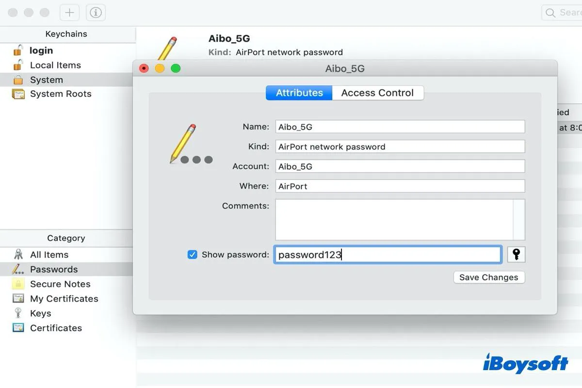 find wifi password on Mac with Keychain Access