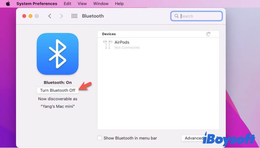turn off Bluetooth on Mac