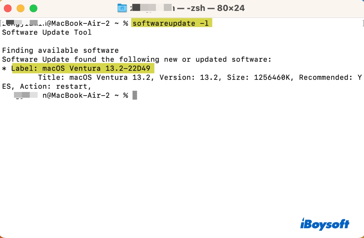 Verfügbares macOS Update im Terminal prüfen