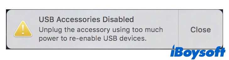 eine Benachrichtigung die besagt dass USB Zubehör deaktiviert ist
