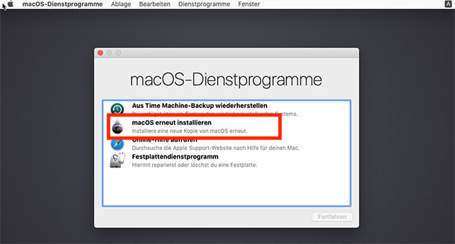 macOS im macOS-Wiederherstellungsmodus neu installieren