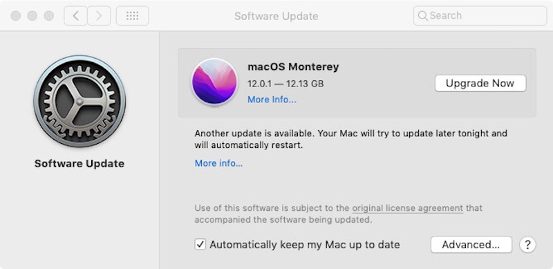Upgrade auf macOS Monterey in der Software Aktualisierung
