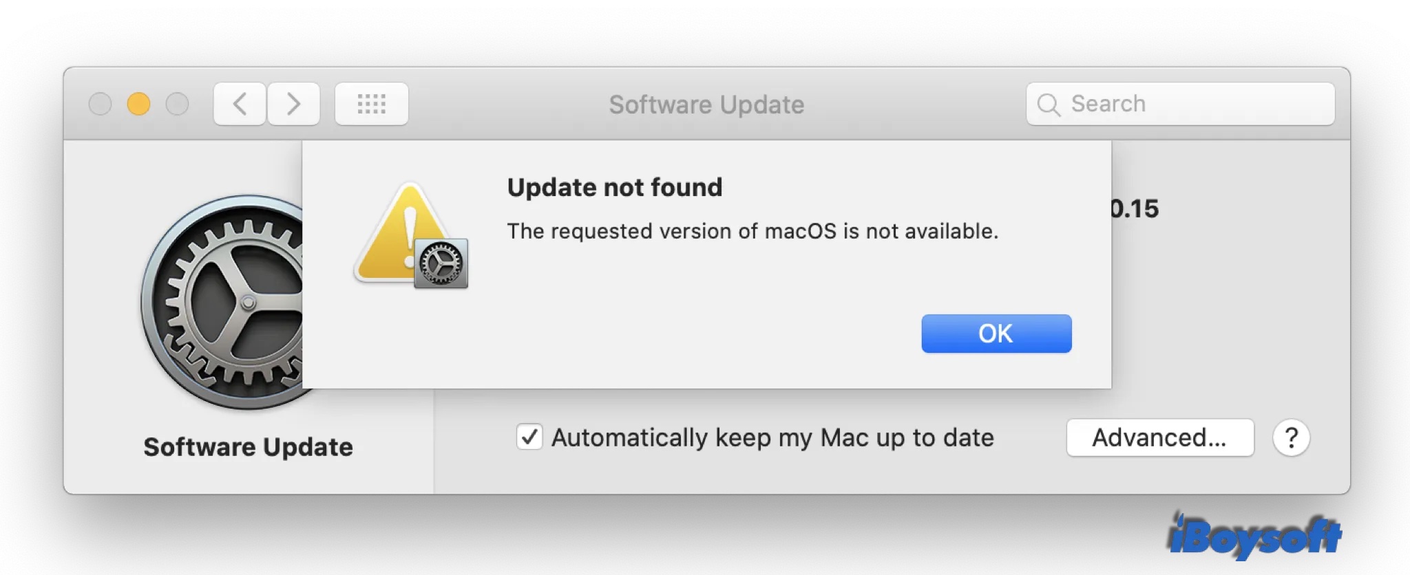 die angeforderte Version von macOS ist nicht verfügbar