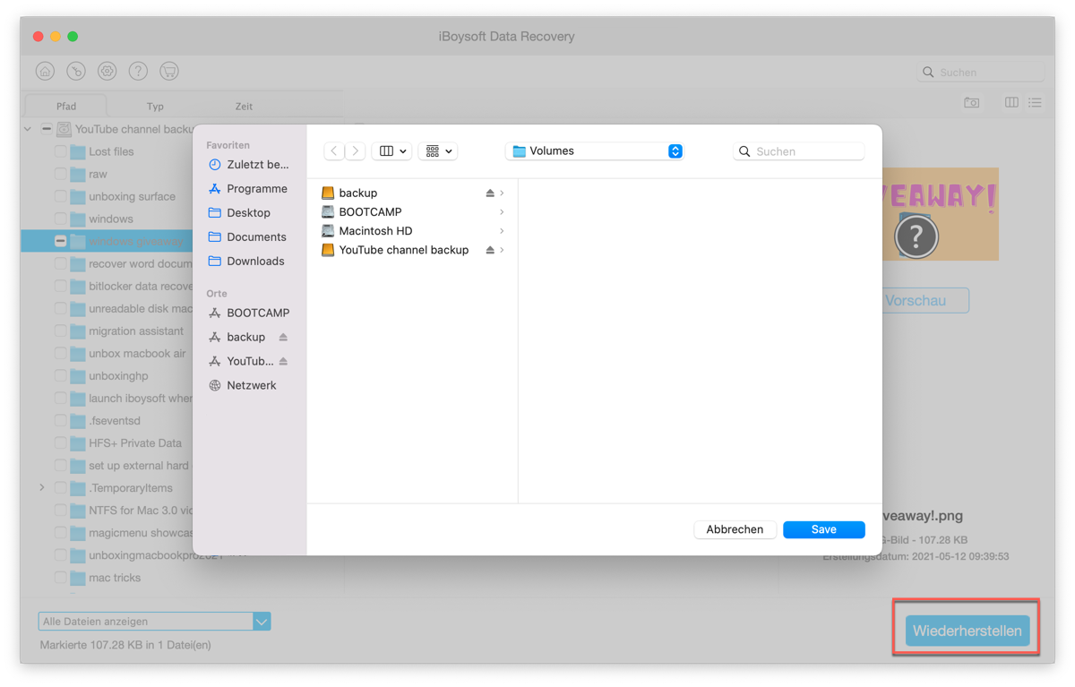 gelöschte Dateien mit iBoysoft Data Recovery for Mac wiederherstellen