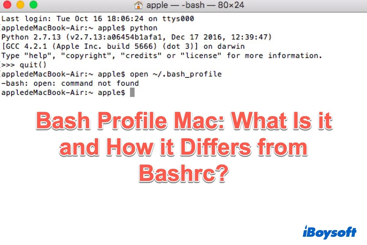 bash profile auf dem  Mac