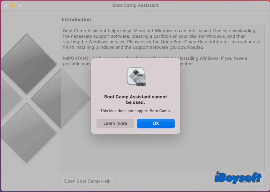 Boot Camp Assistent kann nicht auf M1 Mac verwendet werden