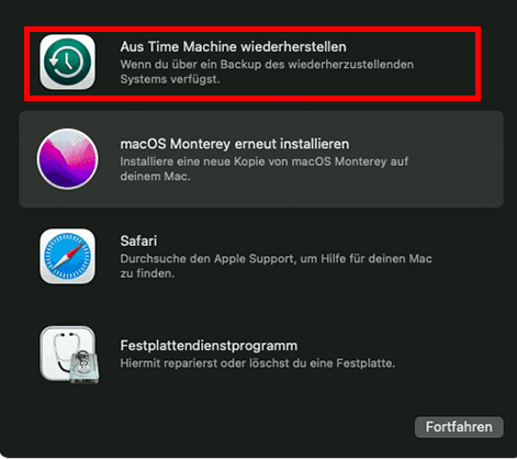 macOS Wiederherstellungsmodus von M1 Mac