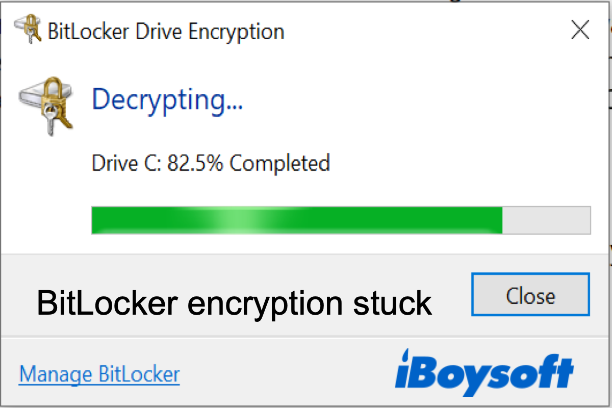 BitLocker decryption stuck