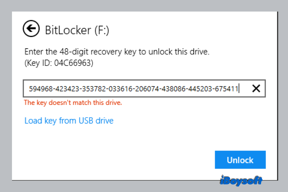 Bitlocker Not Recognize Password Or Recovery Key