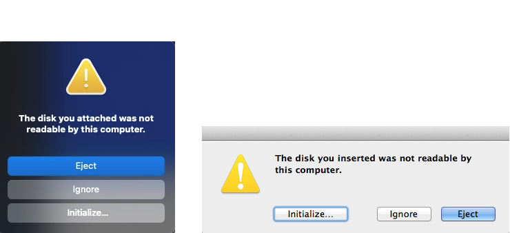 The disk you inserted was not readable by this computer
