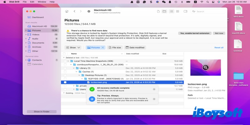 preview of disk drill