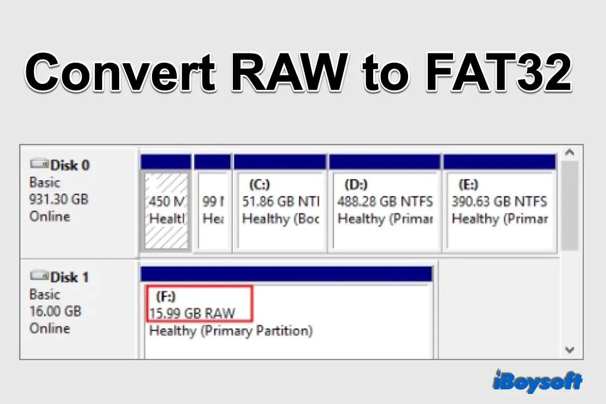 convert RAW to FAT32