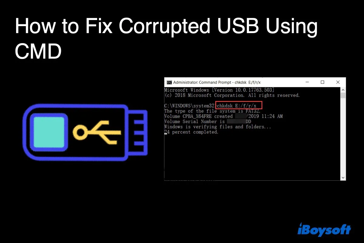  how to fix corrupted USB flash drive using CMD