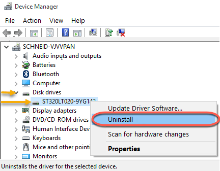 Update or reinstall hard drive drivers