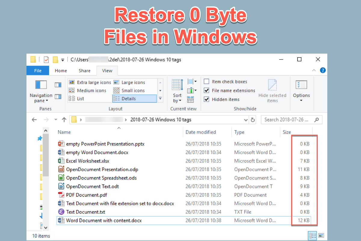 recover 0 byte files on Windows