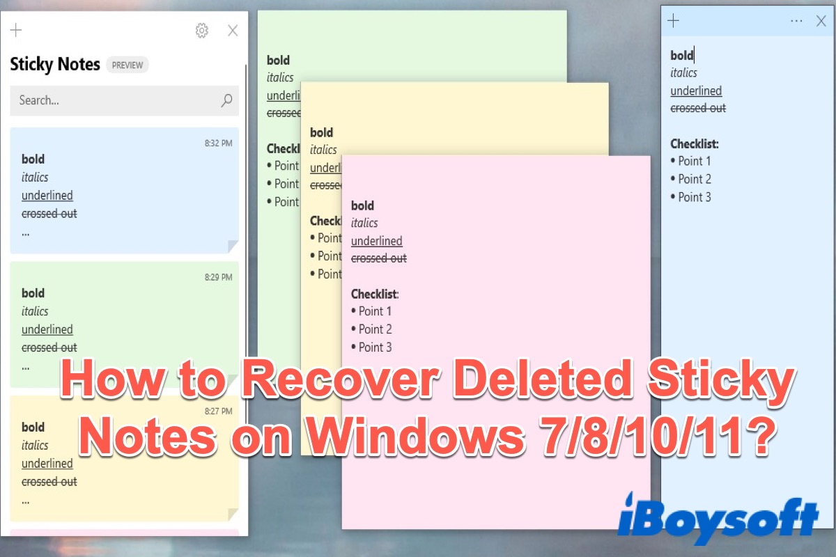 How to Recover Deleted Sticky Notes on Windows 7 or 8 or 10 or 11