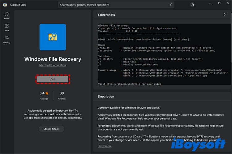 download Windows File Recovery
