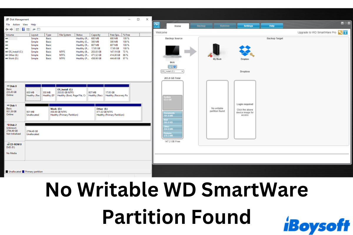 no writable WD SmartWare partition found