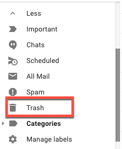 Recover deleted emails from Gmail Trash folder