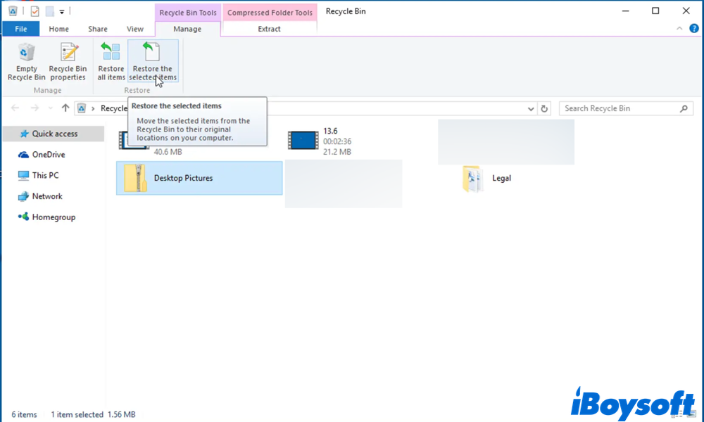 recover Download folder from recycle bin