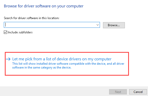 browse or driver software