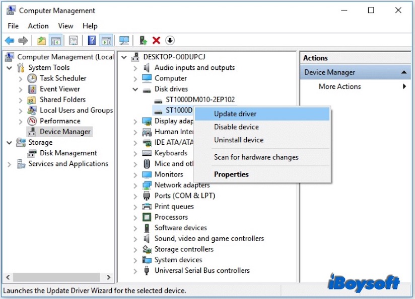 update SSD driver in Device Manager