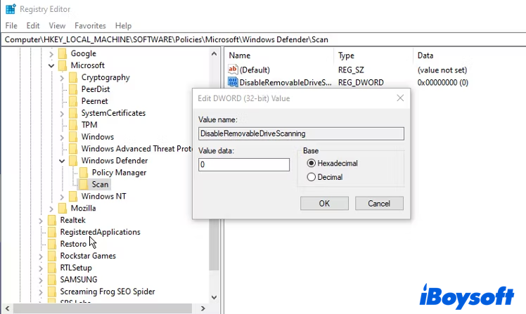 Enable automatic USB drive scanning via Windows Registry