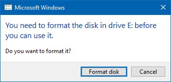 you need to format the disk in drive before you can use it
