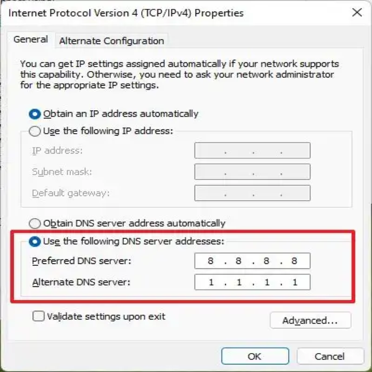 How to fix 502 Bad Gateway by changing DNS server on Windows