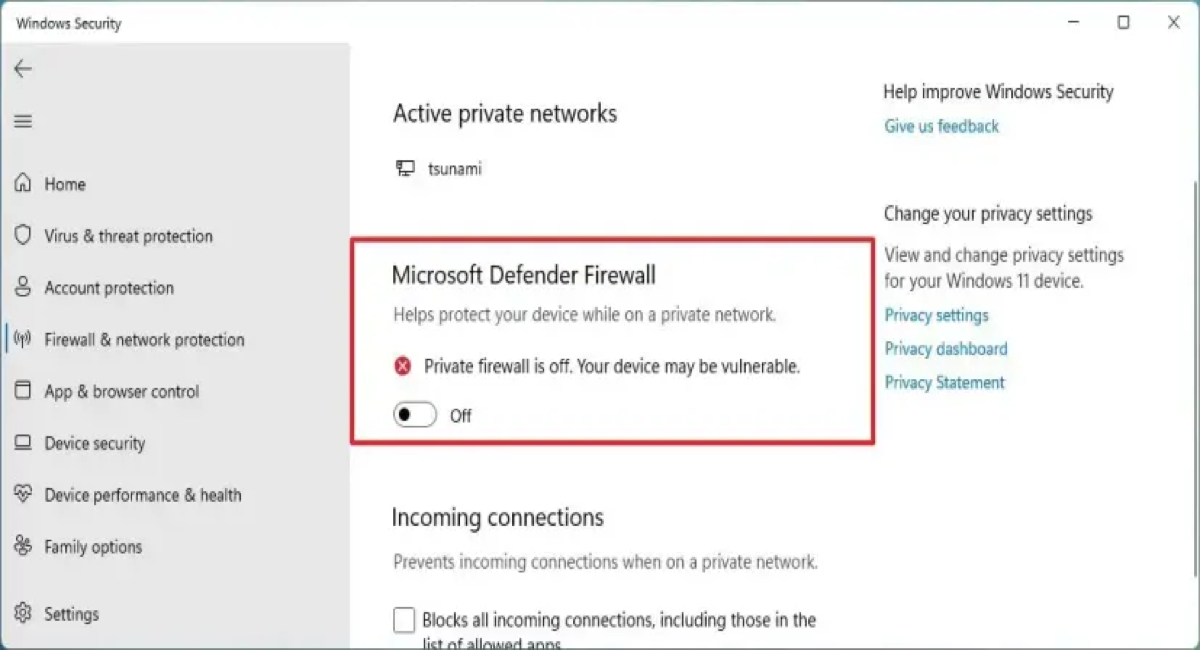 How to fix 502 Bad Gateway by disabling Firewall on Windows