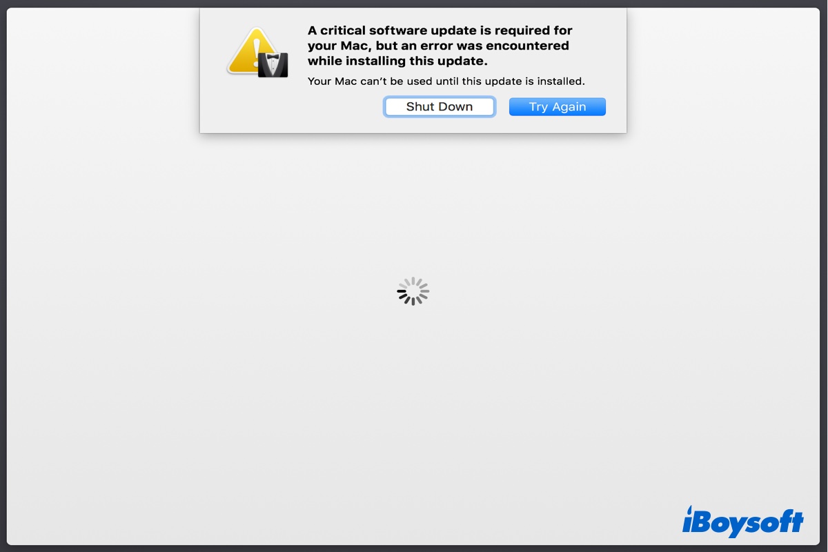 The A critical software update is required for your Mac error